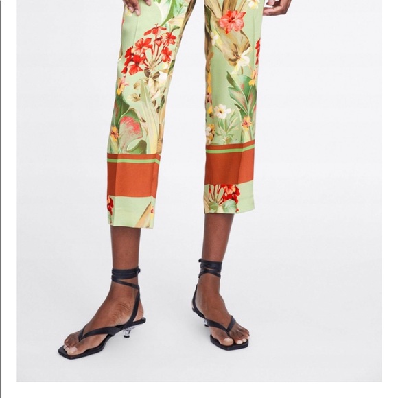 Zara Tropical Silk Pants - Picture 2 of 3